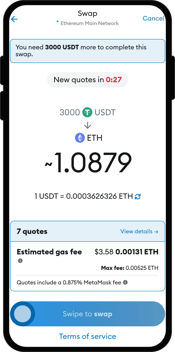 Swap Your USDT for Decimal